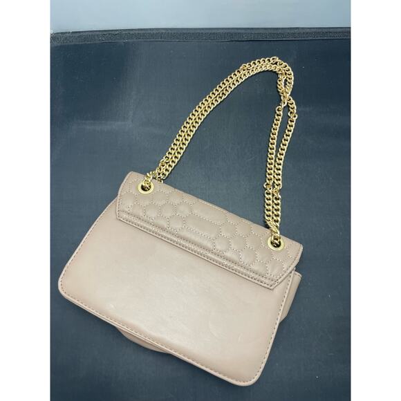 Bebe Quilted Flap Crossbody Double/Single Gold Chain Taupe Purse - Picture 4 of 11